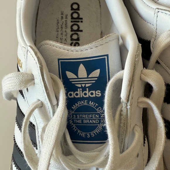Adidas Classic White Leather Black Striped Samba Gum Sole Mens Sneakers 7 1/2 - Picture 5 of 11